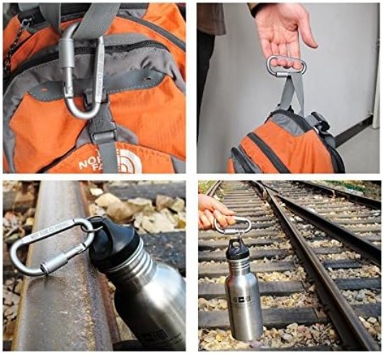 Versatile D-Ring Locking Carabiners - 6-Pack for Hiking, Camping, Essentials