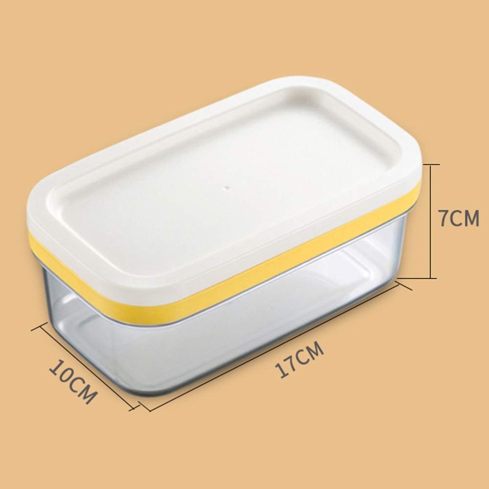Butter Dish with Lid, Plastic Rectangle Butter Keeper w/Cutter - Easy Slice