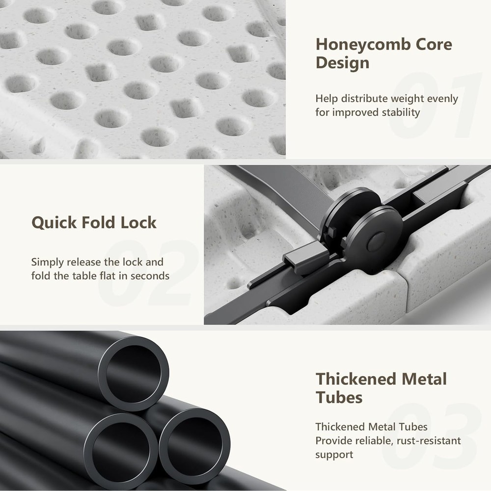 Folding Table, 6 FT Foldable Plastic Table with Carrying Handle