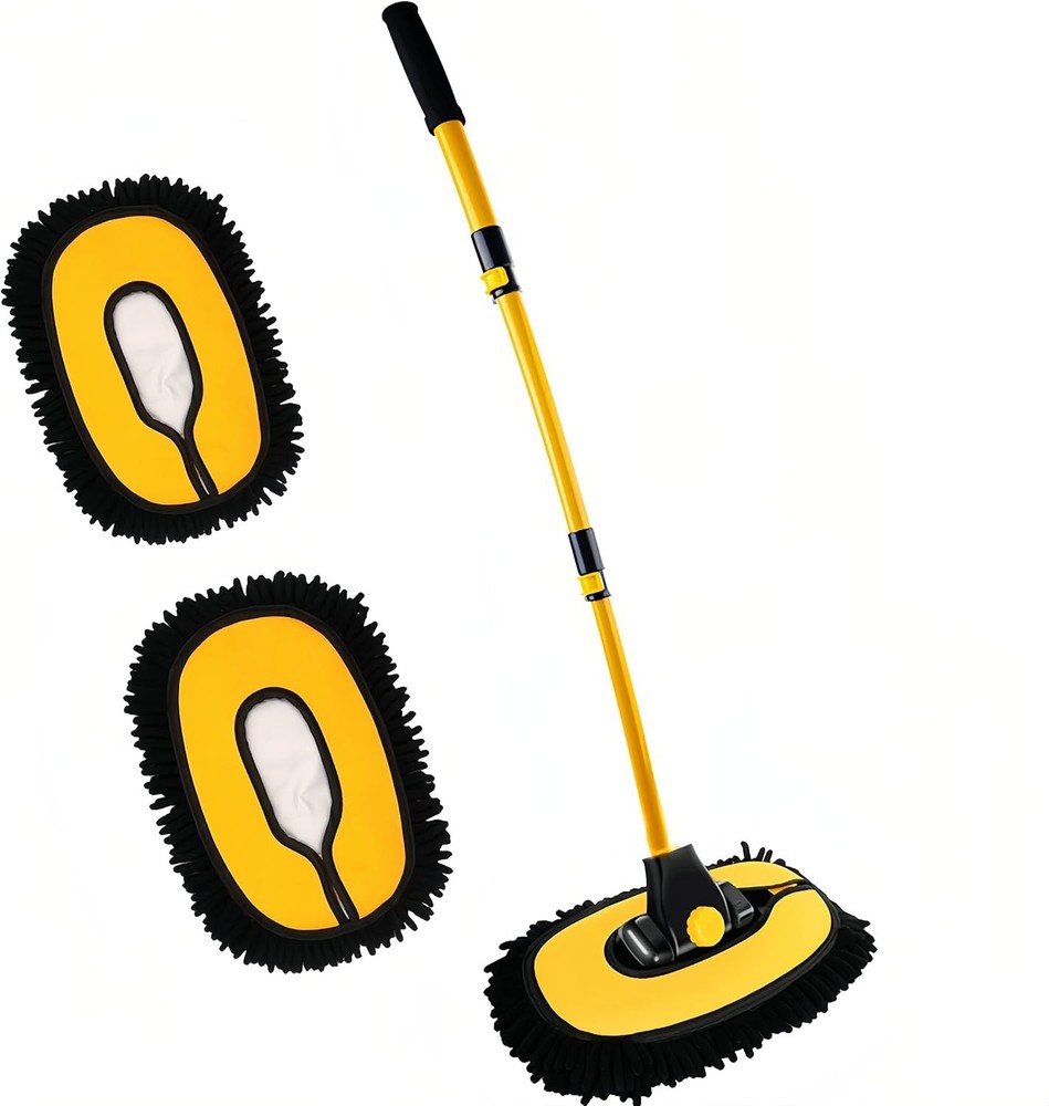 Long Handle Car Wash Mop Set with Microfiber Mitt for Scratch-Free Shine