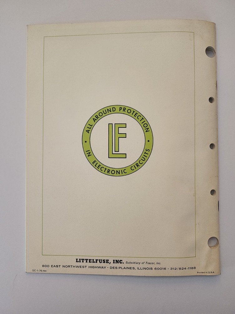 1976 Littelfuse Fuse Catalog No.18 Industrial Electronics Fuseholders Breakers