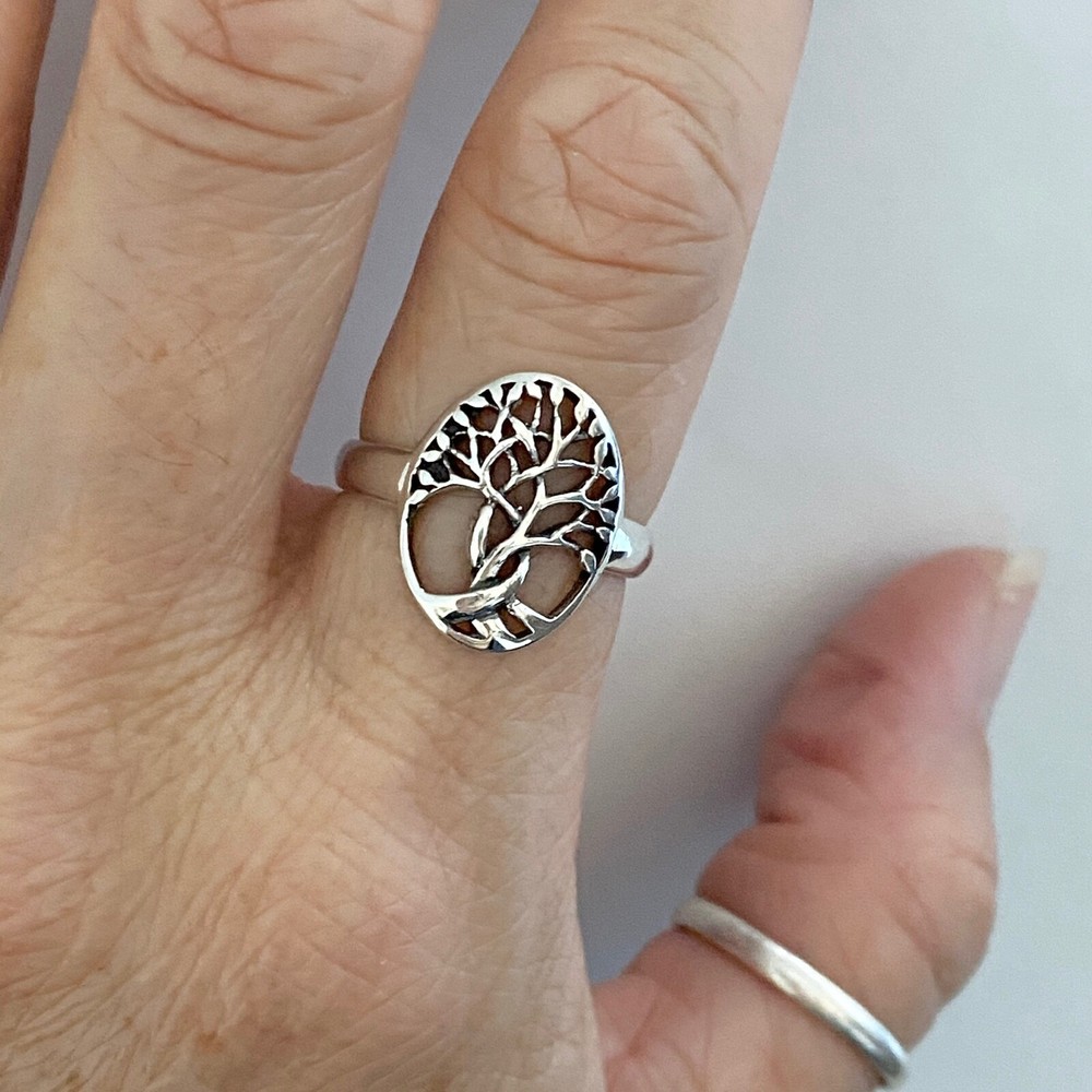 Sterling Silver Medium Tree of Life Ring, Fortune Ring, Silver Rings, Leaf Ring