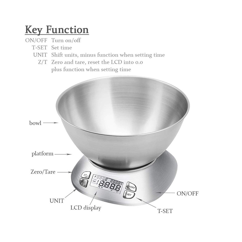 Digital Kitchen Scale with Removable Bowl 2.5L Volume, Electronic S... Fast Ship