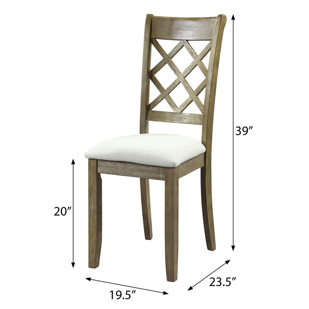 Beige and Rustic Oak Lattice Back Side Chairs