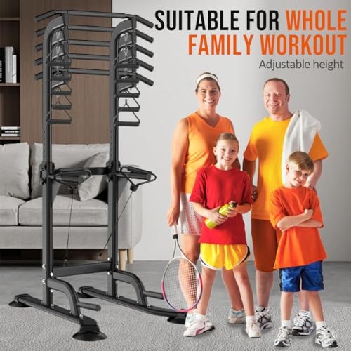 Power Tower Pull Up & Dip Station Multi-Function Home Strength Training Black