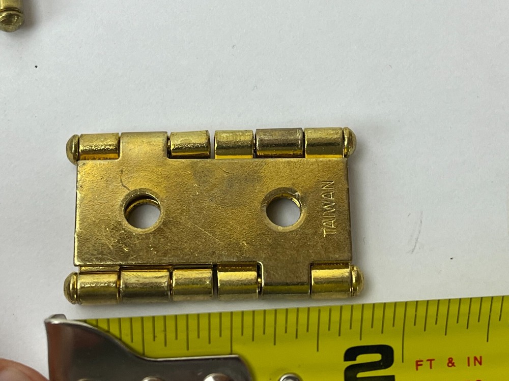 Set 4 Brass Cabinet window Shutter Hinge 2 x 2" Some screws Salvage Hardware
