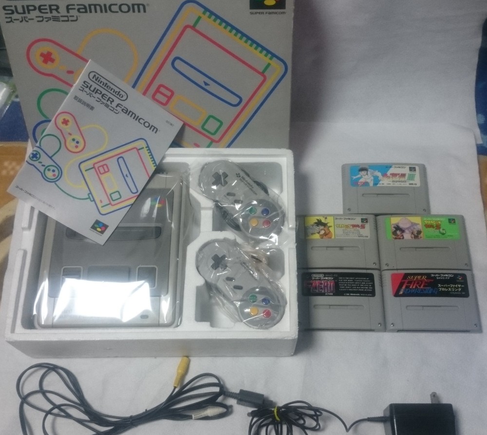 complete! 5Games+Nintendo Super Famicom Console System Boxed  Ship Free!