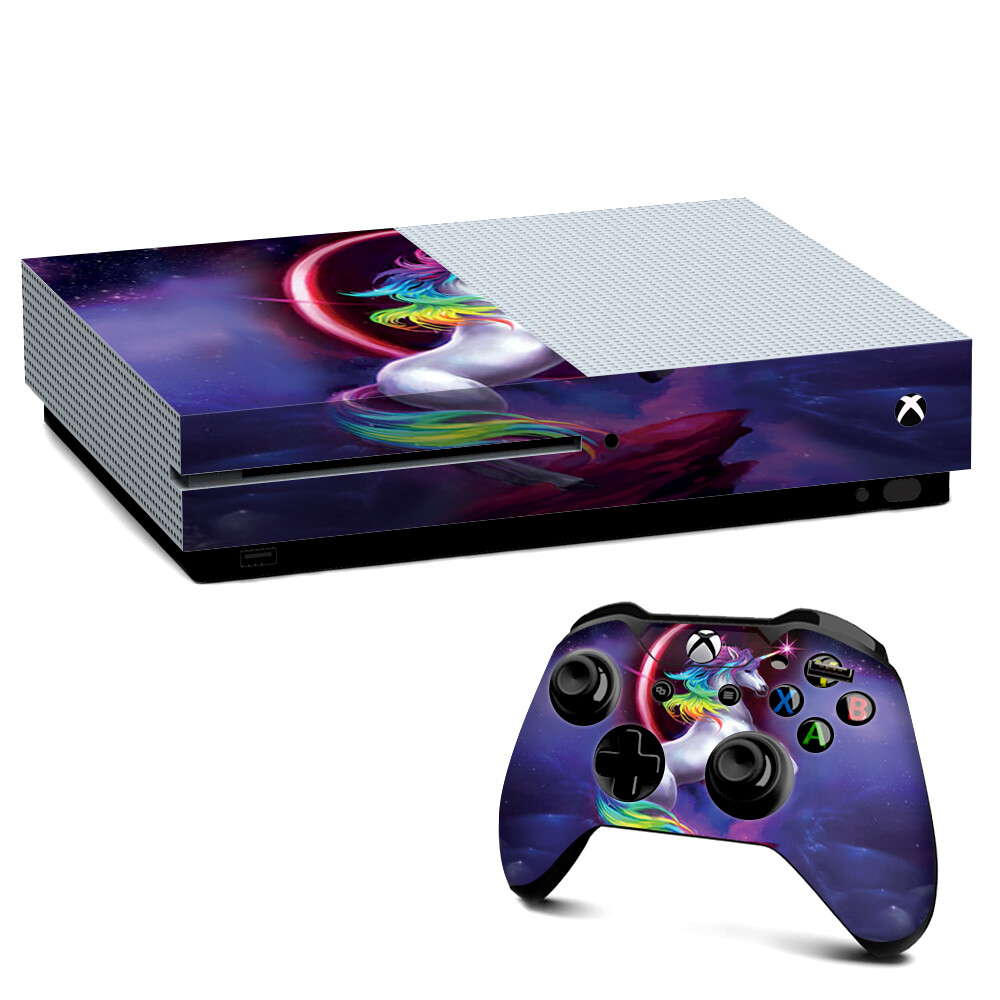 Xbox One S Console Skins Decal Wrap ONLY Unicorn Rainbows Space