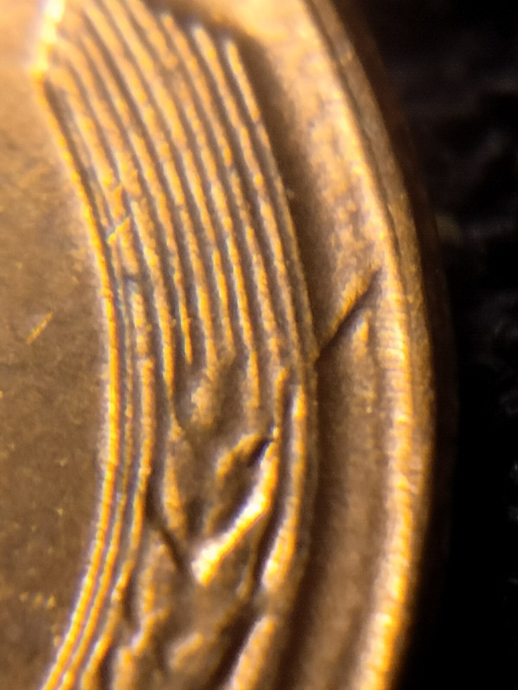 1956 P Lincoln Wheat Cent Retained Die Breaks Error