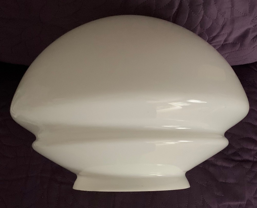 ART DECO CEILING LIGHT GLOBE ROUND STEPPED C. 1930'S WHITE MODERN