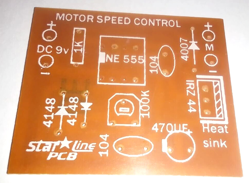 NE555 IRZ44 PWM DC Motor Speed Controller driver PCB DIY Kit 9V learning kit