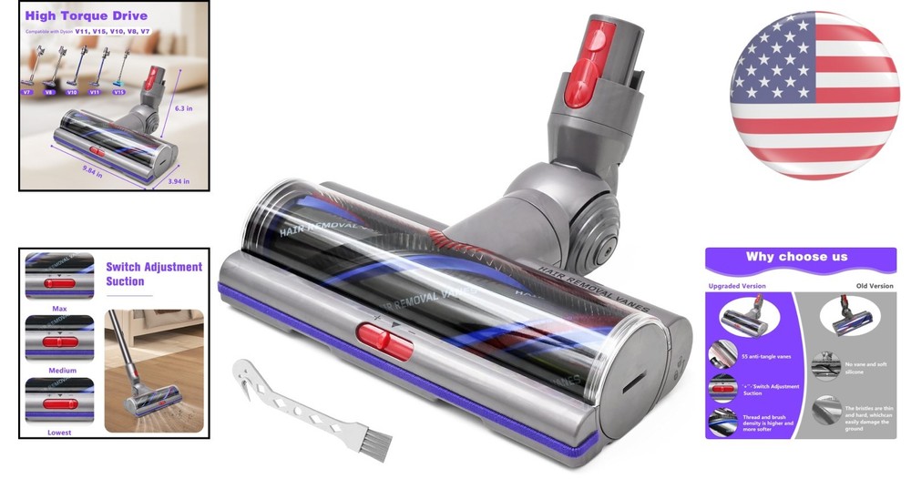 Versatile High Torque Cleaner Head for Dyson Cordless Vacuum - Easy Install