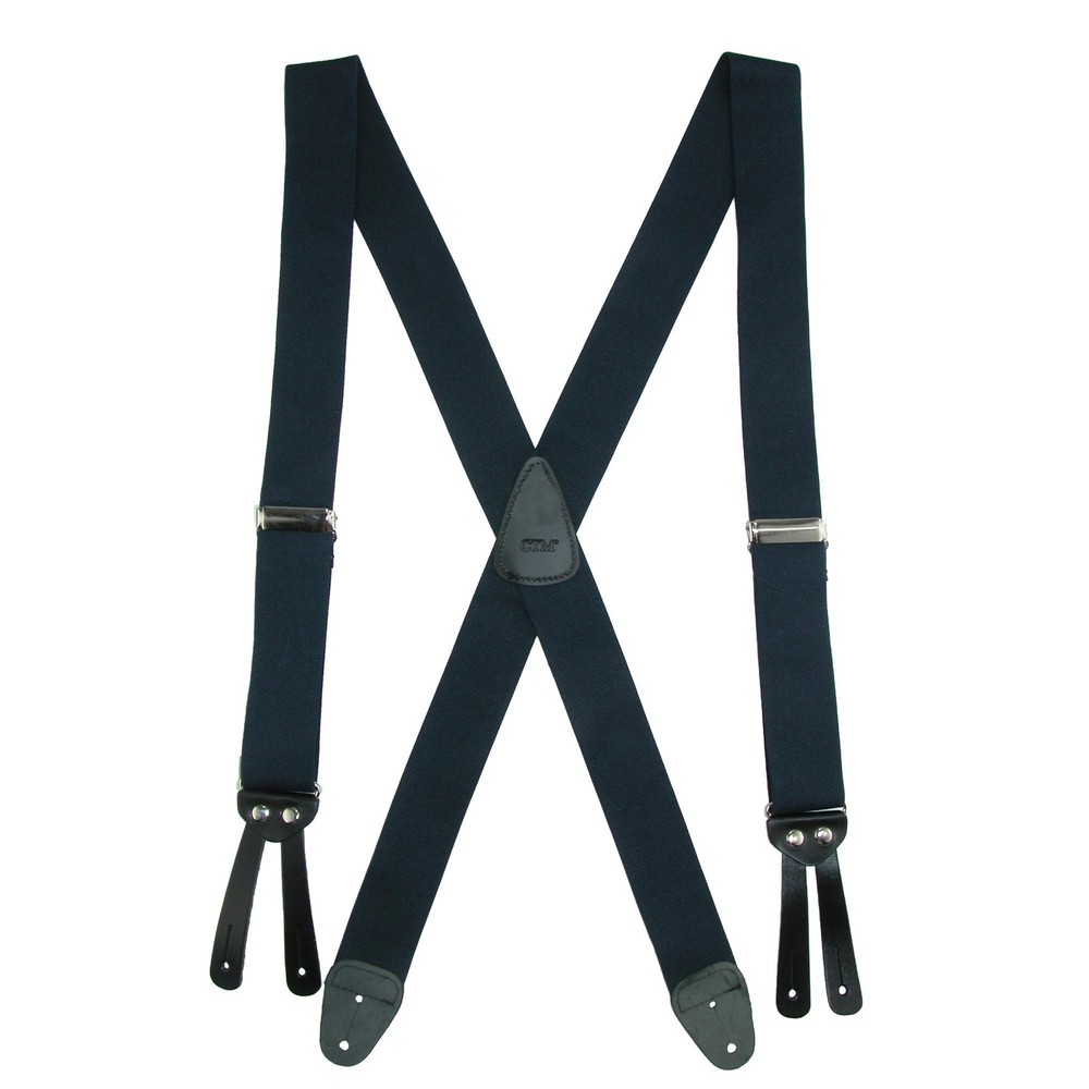 CTM Men's Elastic Basic X-Back Button-End Suspenders