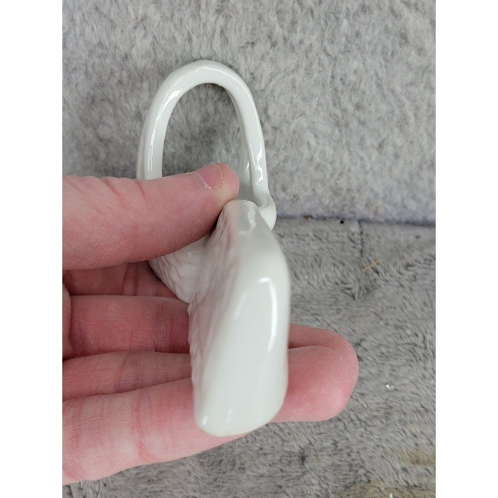 Small White Ceramic Basket Floral Name Plate Accessory