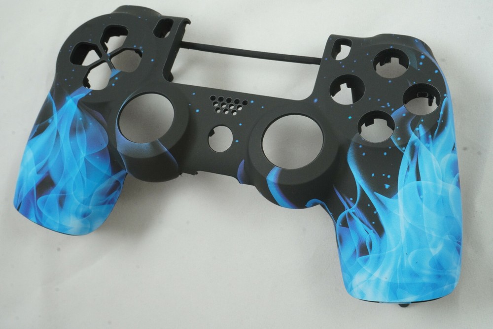 Blue Flame Soft Touch Front Face Shell For PS4 Controller - For current gen