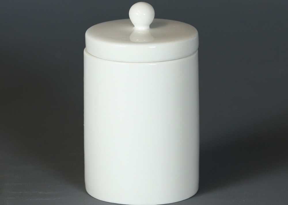 MATHILDE M. WHITE CERAMIC LIDDED COTTON BALLS JAR MEDIUM Size