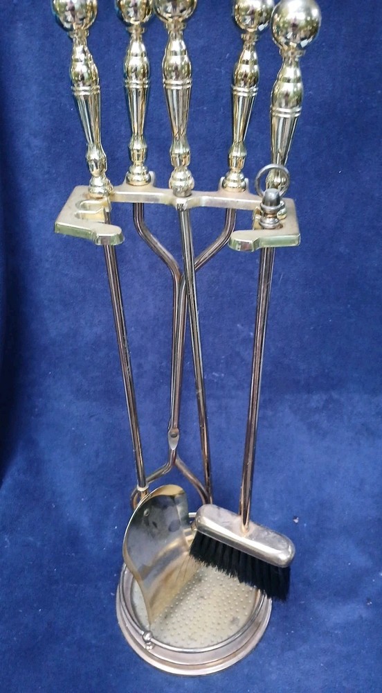 Ball Top 4 Pcs Brass Fire Tool  Set Made In Taiwan.