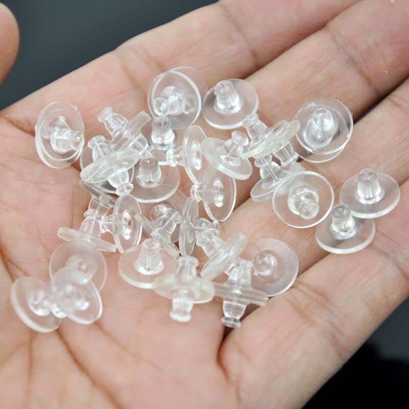 Earring Backs Replacement, 100PCS Soft Clear Hypoallergenic for Heavy Studs