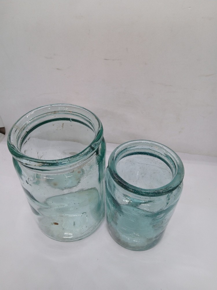2 Old Different Size Glass Jars
