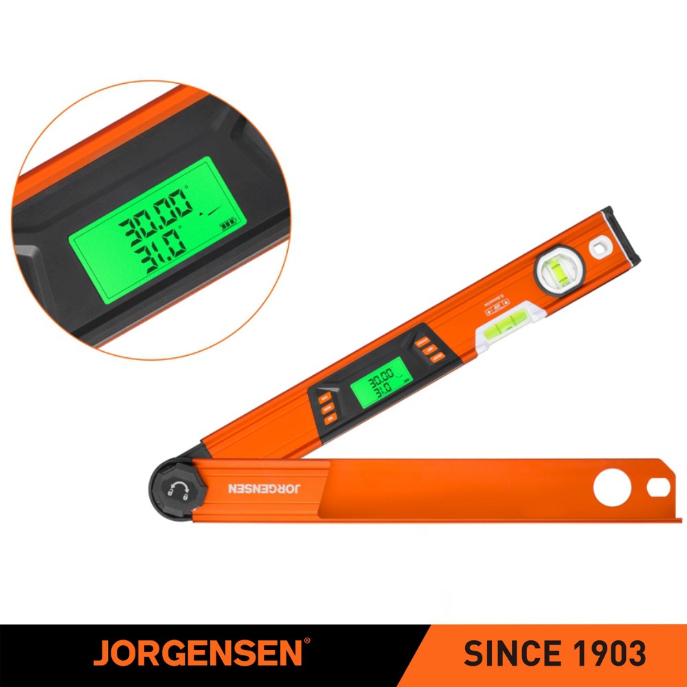 JORGENSEN Digital Multi Angle Finder Digital Level w/Backlit LCD Protractor Tool