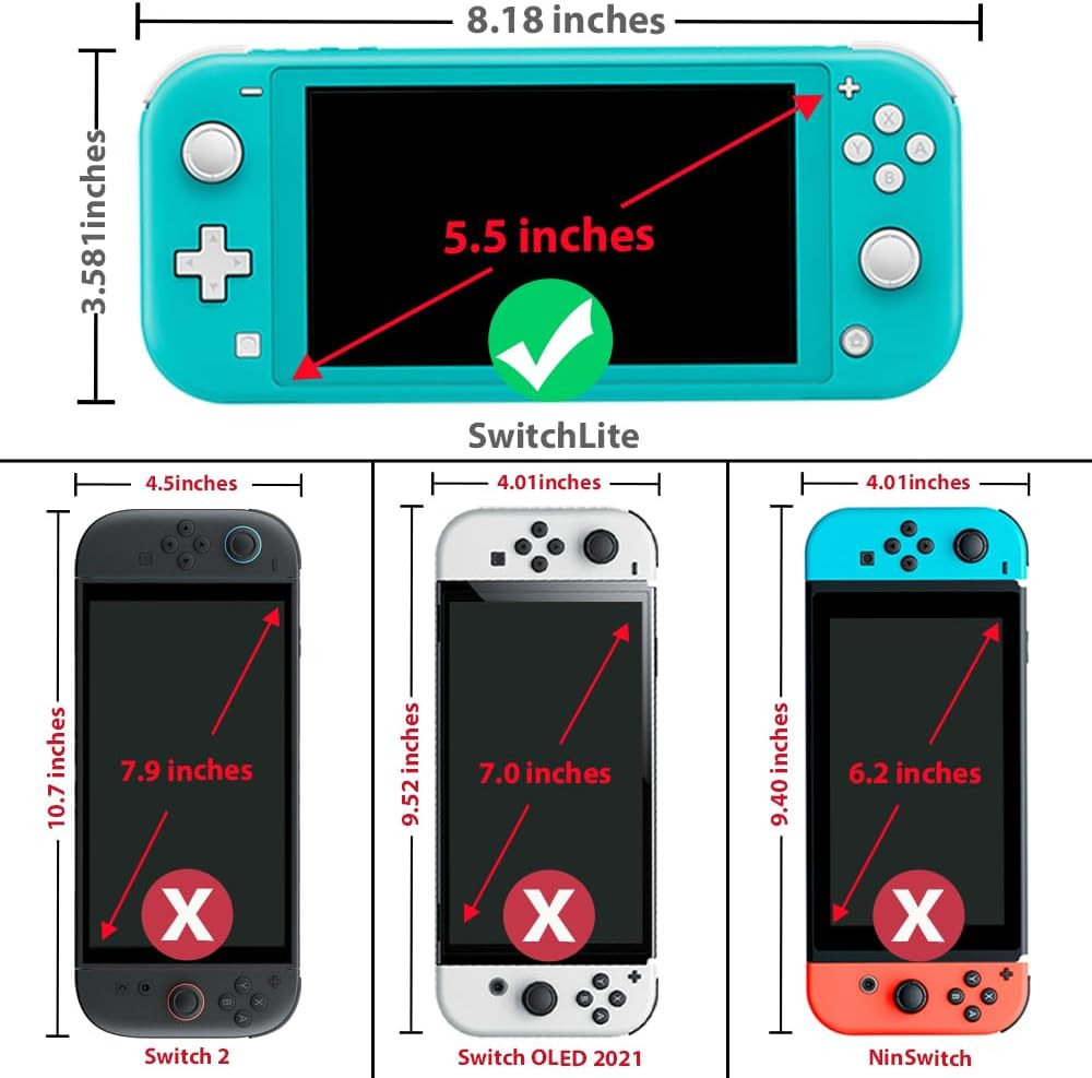 2 Pack Screen Protector Tempered Glass for Nintendo Switch Lite Model 2019 5.5",