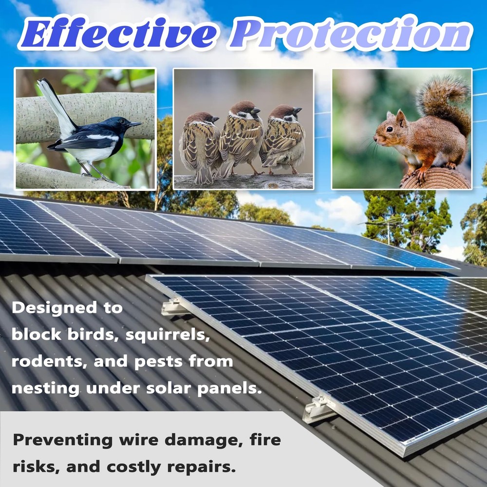 Solar Panel Bird Guard Anti-Rust Critter Guard with Fasteners 6 in