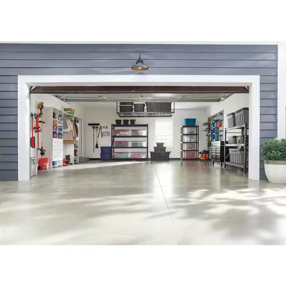 5-Tier Easy Assembly Multi-Purpose Plastic Garage Storage Shelving Unit in Black