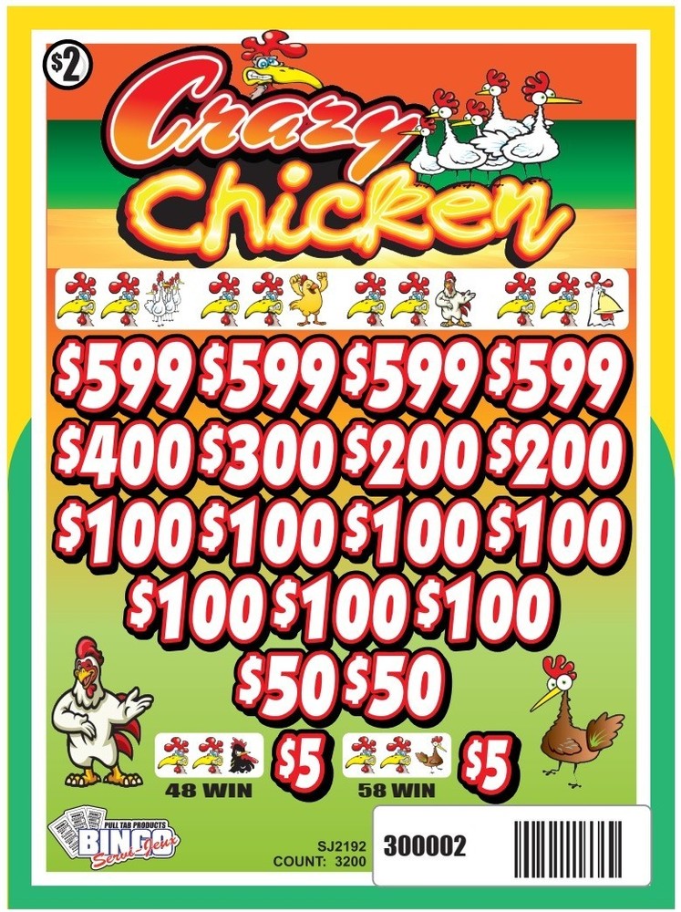 NEW pull tickets CRAZY CHICKEN - $2 Instant Tabs
