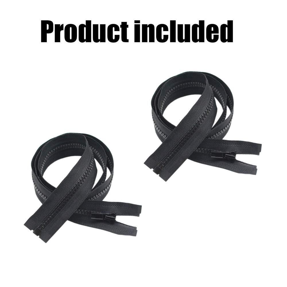 2pcs 32" #5 Separating Jacket Zippers Black Molded Plastic Sewing Coats