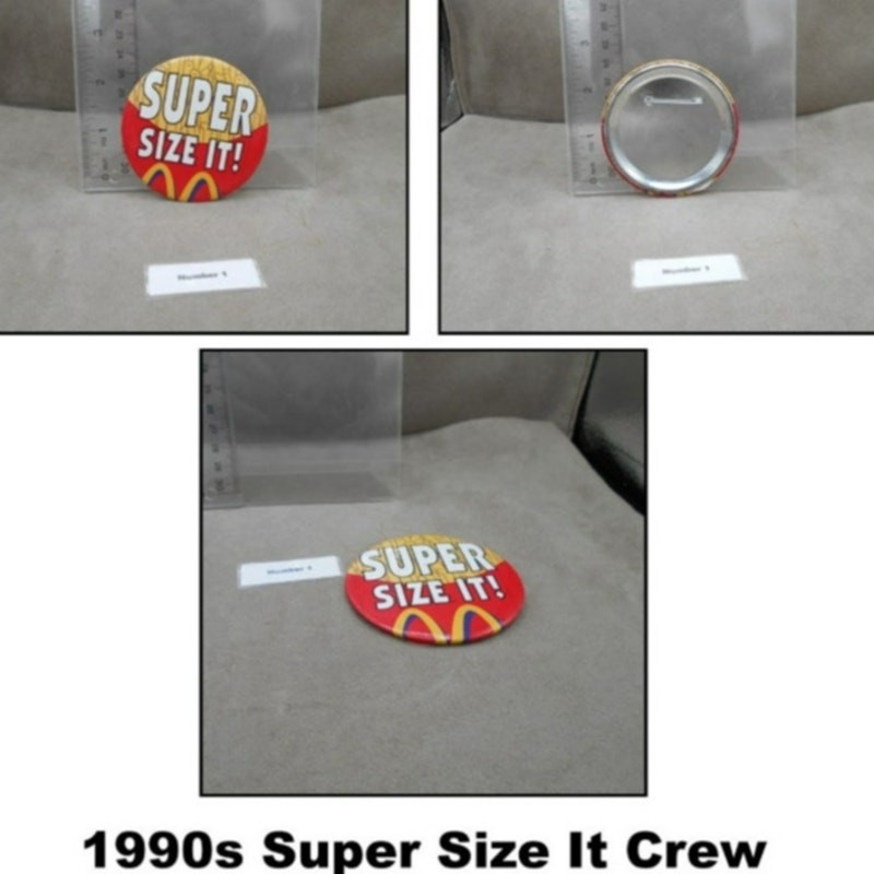 McDonald's Super Size It Crew Member 2.25" Button Vintage Pinback