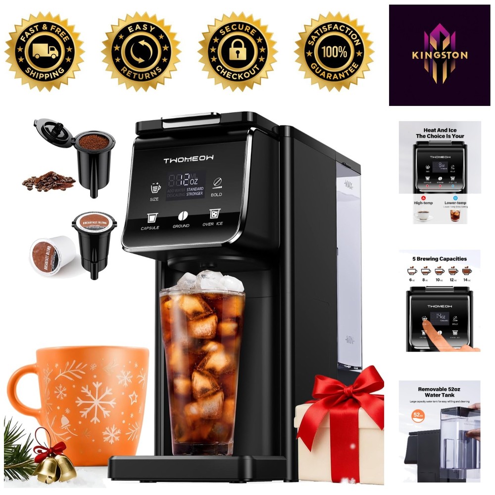 Coffee Maker for K-Cup & Grounds with 5 Brew Sizes - Fast & Efficient
