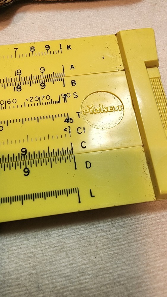 Vintage PICKETT Microline 120 Plastic Slide Rule w/Case