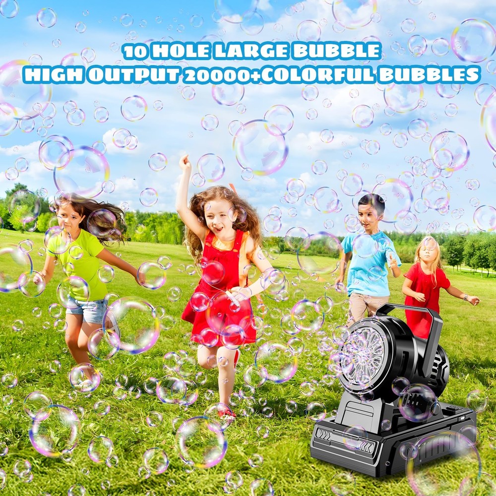 SHCKE Automatic Bubble Machine 10 Holes Blower,45° Black