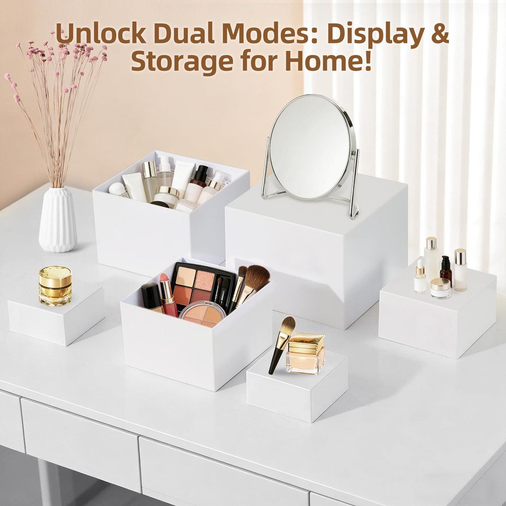 6 Pcs Buffet Risers, Acrylic Risers Display Stands for Buffet Table with Bow/...
