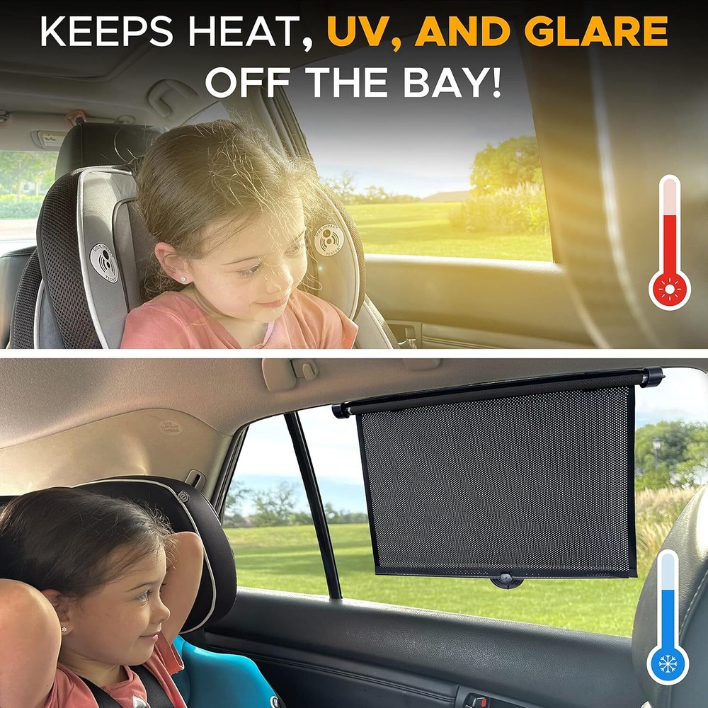 2PCS Retractable Car Auto Side Window Sun Shade Shield Cover Roll Curtain Visor