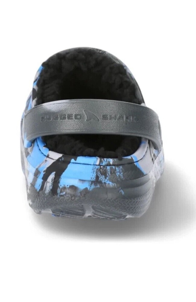 Rugged Shark Boys Casual Lined Clogs Black Blue Size 12 ($)