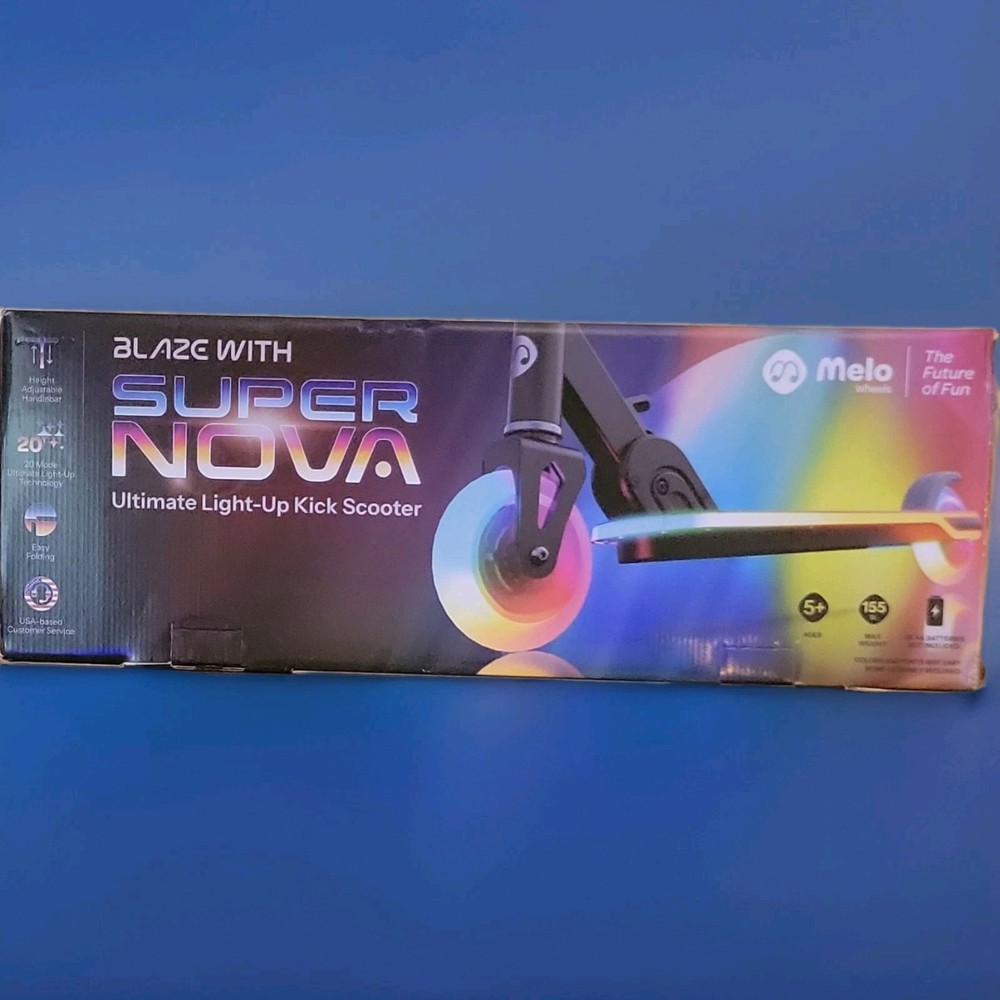 Melo Super Nova Multicolor Kick Scooter LED Lights Adjustable Folding