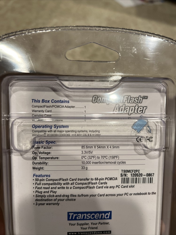 Transcend CompactFlash Adapter TSOMCF2PC