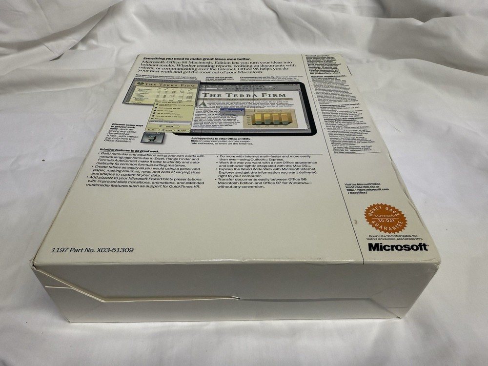 Microsoft Office 98 Macintosh Edition Complete W/Booklets - Untested - Big Box