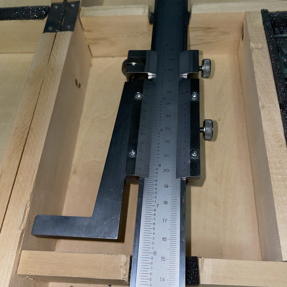 Vintage 12" Height Vernier Caliper with Zero Adjustment Device with Storage Box