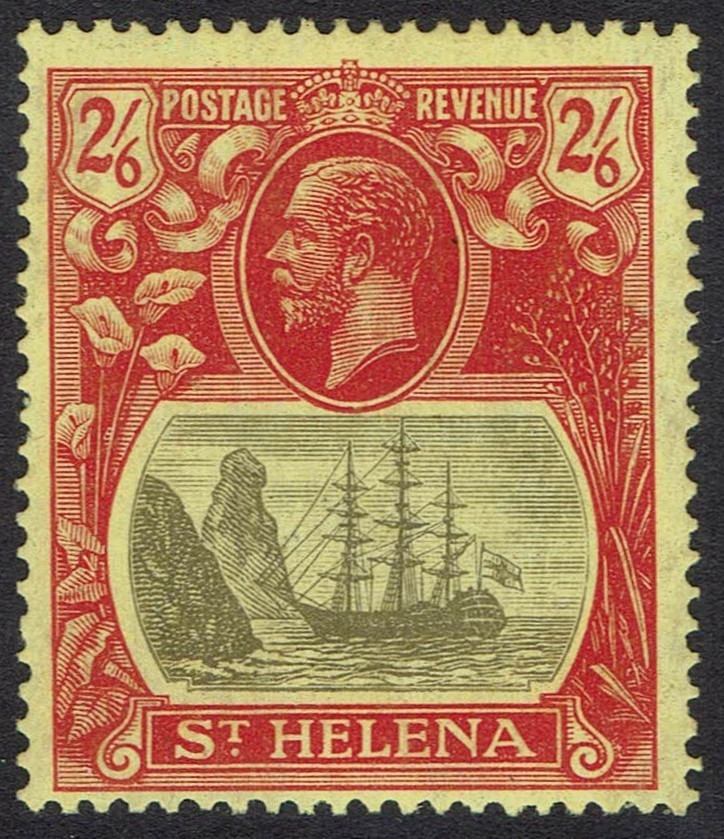 ST HELENA 1922 KGV SHIP 2/6 WMK MULTI SCRIPT CA