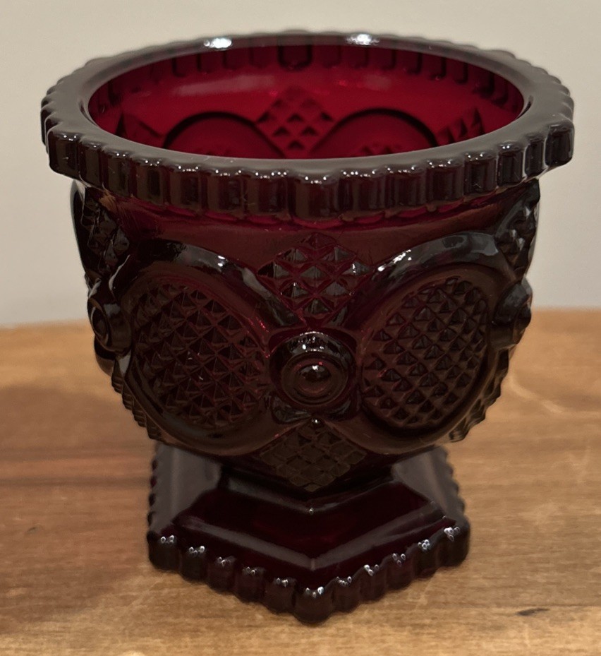 Vintage AVON Cape Cod Ruby Red Pressed Glass Collection Sugar & Creamer Set