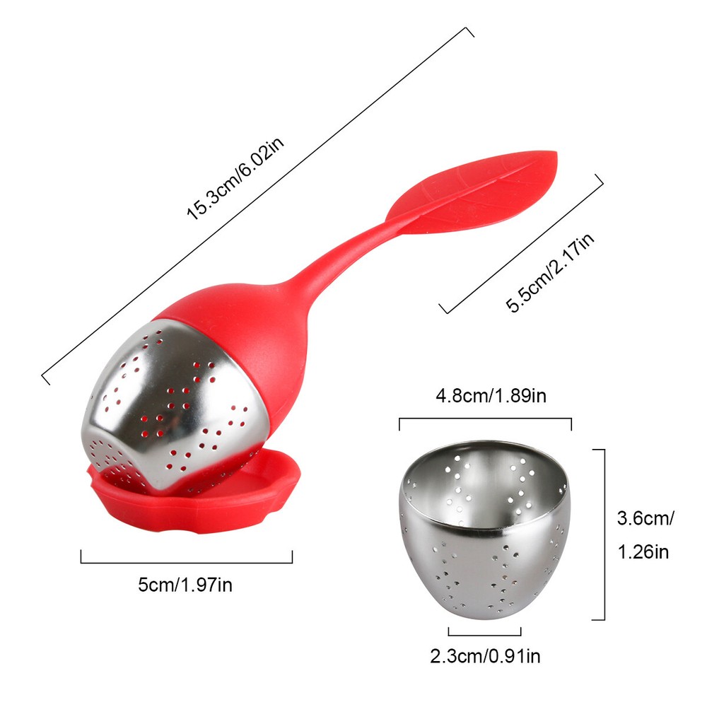 2PCS Silicone Leaf Tea Infusers Stainless Strainer Herbal Spice Filter Diffuser