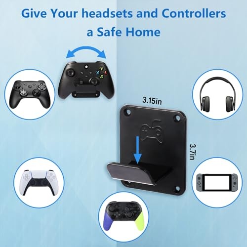 Controller Holders Wall Mount 3 Pack Wall Stands With Non-Slip Pads, Premium