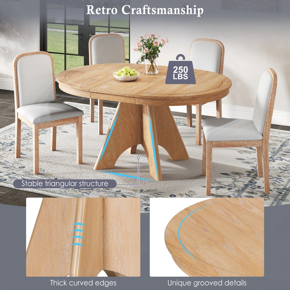 Extendable Dining Table Set 4 6 Seat 58 Inch Rustic Farmhouse Kitchen Table