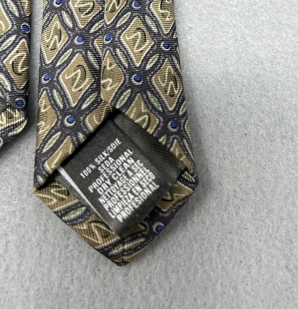 Vintage St Michael From Marks & Spencer Silk Light Brown And Blue Patterned Tie