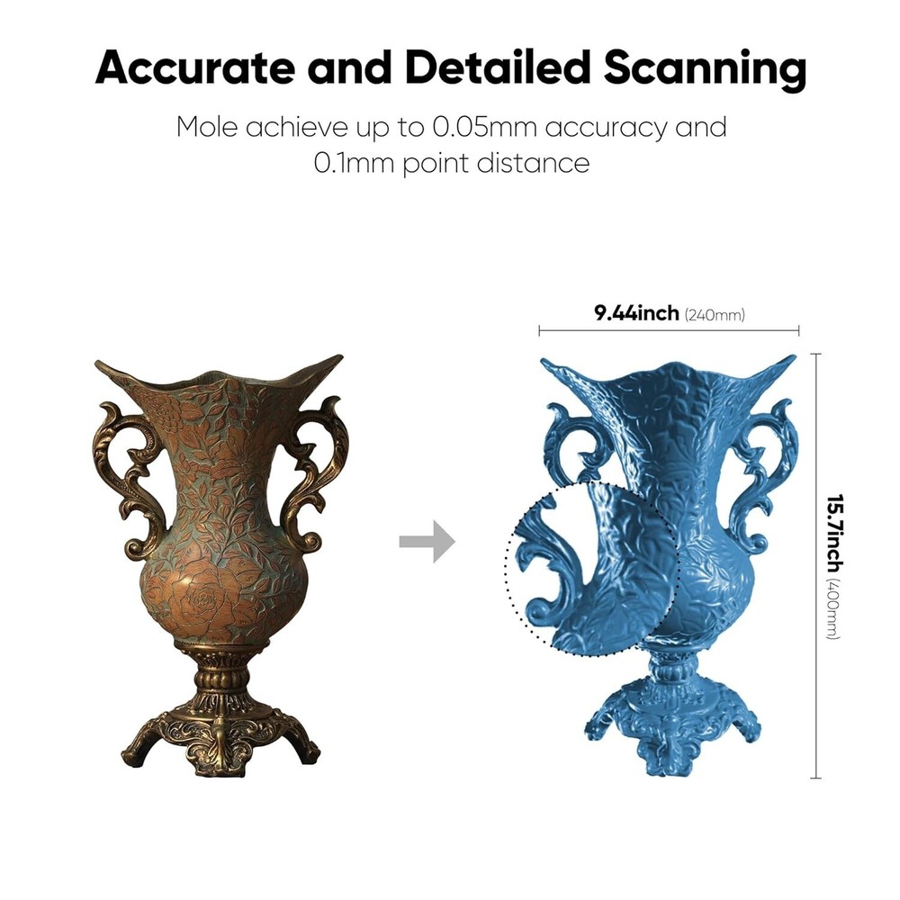 3DMakerpro Handheld 3D Scanner For 3D Printing Mole Premium 0.1mm Resolution