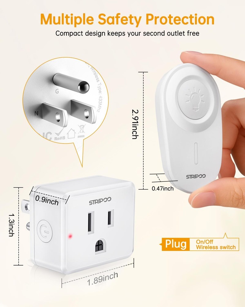 Wireless Garbage Disposal Switch Kit Detachable Wall Mounted Remote Control O...