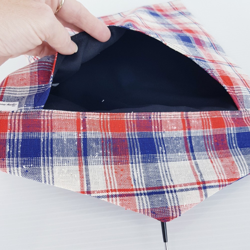 Peg Bag Handmade Blue Red White Checked Pattern Lined Laundry Clothes Peg Holder