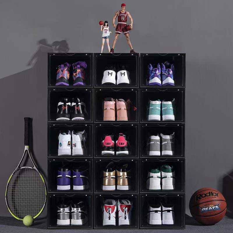 Magnetic Shoe Storage Box Drop Side/Front Sneaker Case Stackable Container XL
